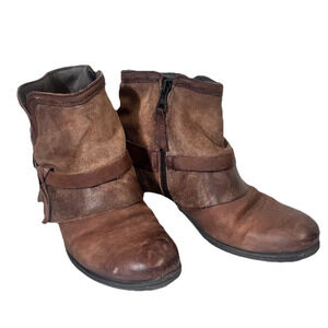 AS98 Western Booties Boots sz 38 7.5/8 Brown Leather Western Boho Hippie Ranch